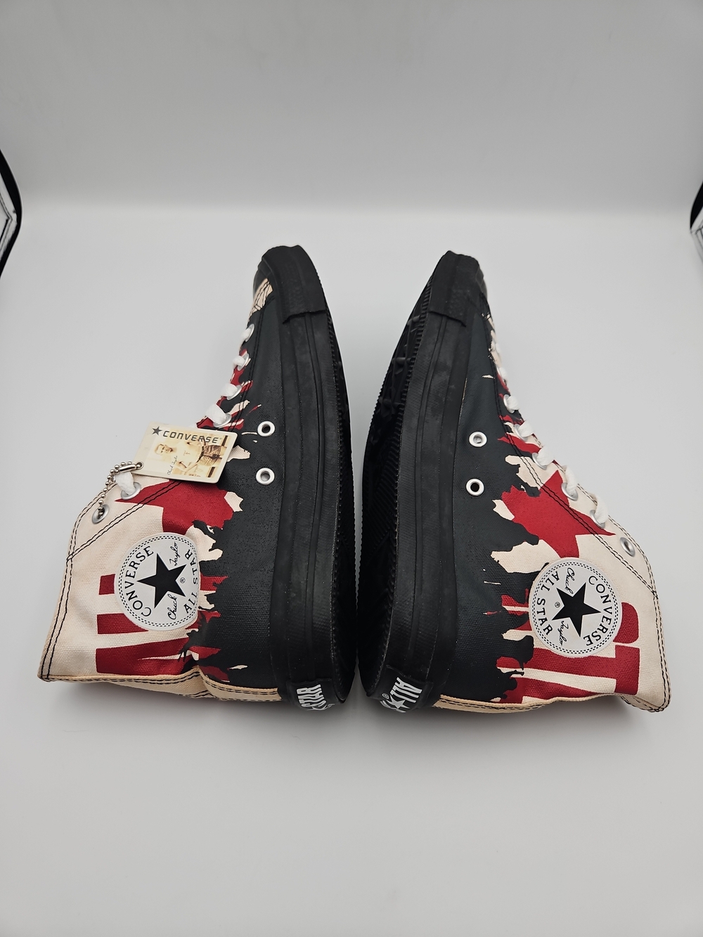 Converse High Top Sneakers White Black Red Star Graphic - Picture 6 of 9